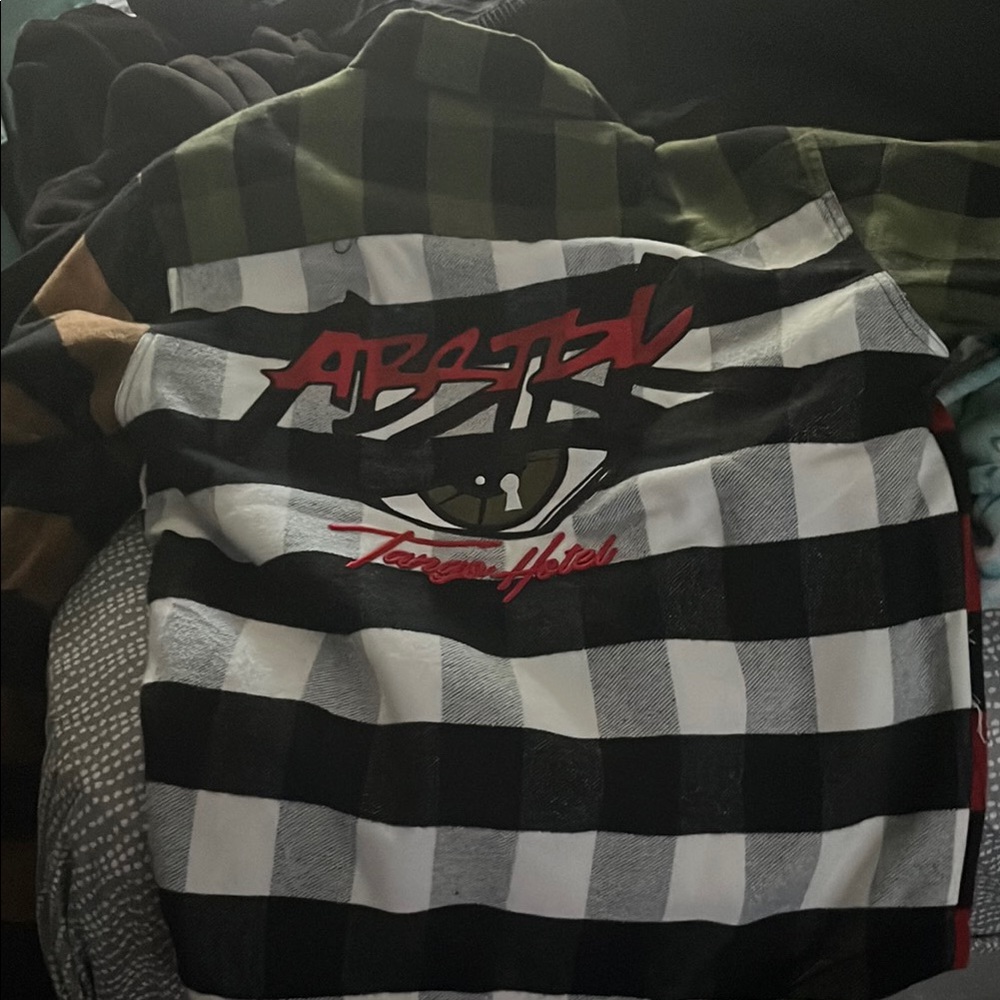 Plaid Bomber Jacket with Eye Graphic